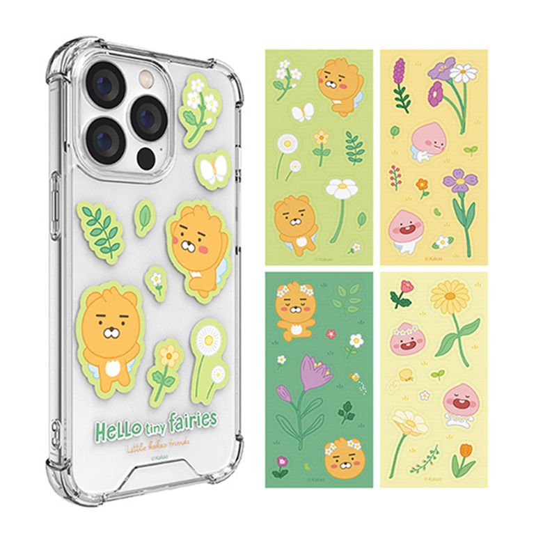 카카오 리틀프렌즈 헬로우 타이니 페어리즈 스티커 투명방탄 강화케이스 갤럭시 아이폰