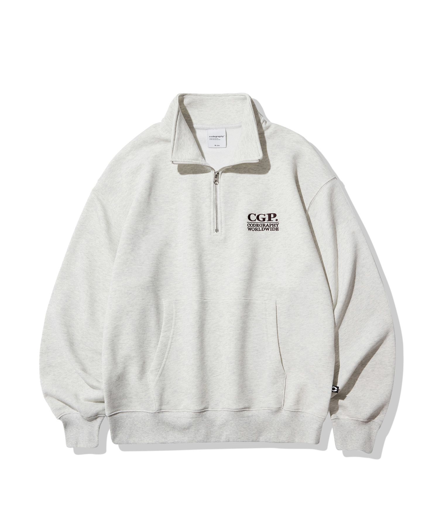 MUSINSA | Codegraphy CGP Small Square Logo Half Zip-up_Ivory