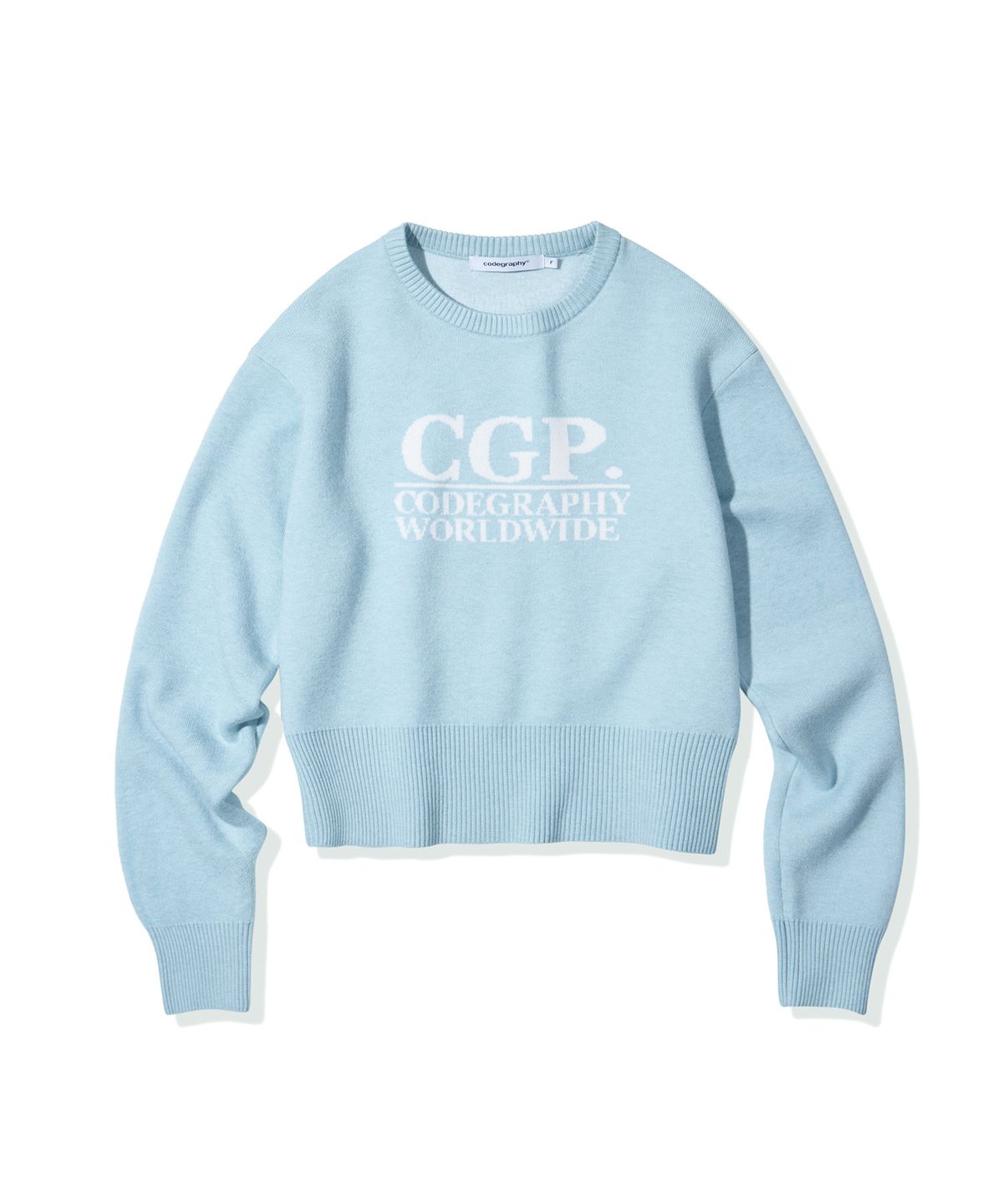 코드그라피(CGP) (우먼) CGP 스퀘어 로고 니트_스카이블루