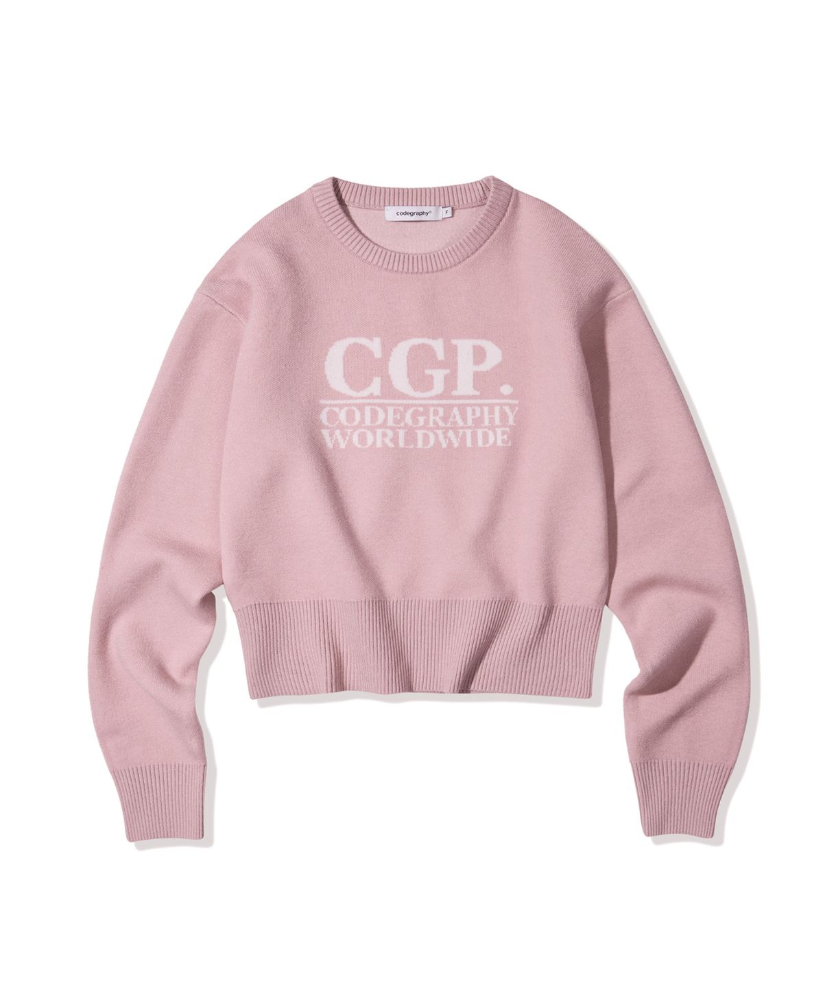 코드그라피(CGP) (우먼) CGP 스퀘어 로고 니트_페일핑크