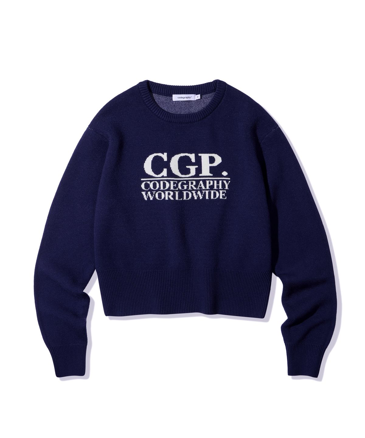 코드그라피(CGP) (우먼) CGP 스퀘어 로고 니트_네이비