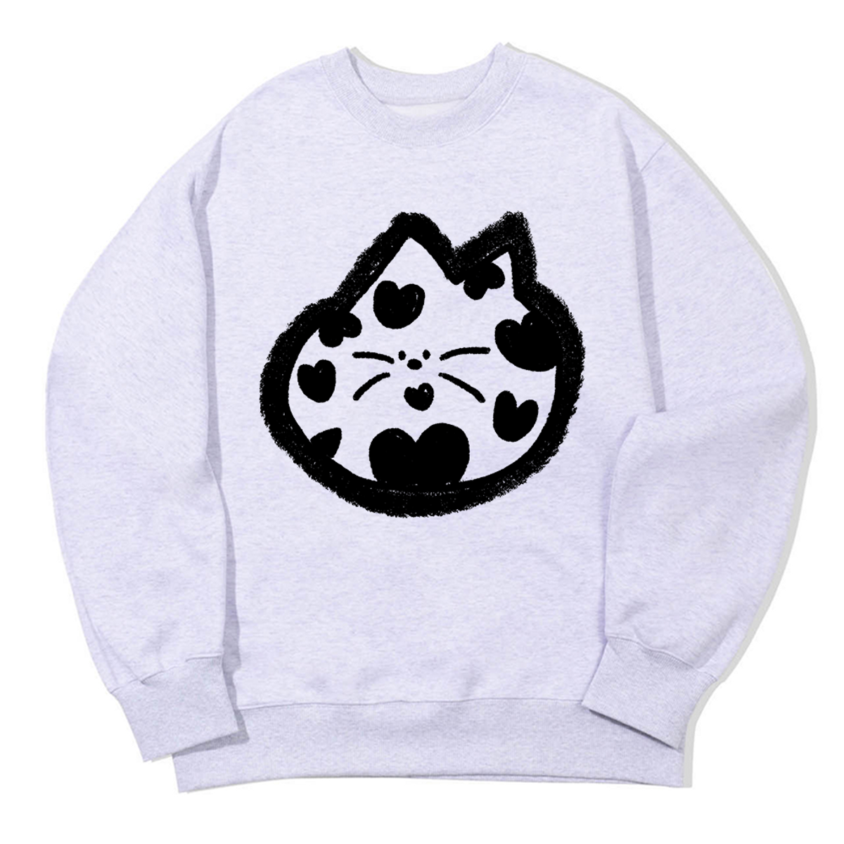 어썸어스(AWESOMEUS) HEART FACE CAT SWEAT SHIRTS_3 COLOR
