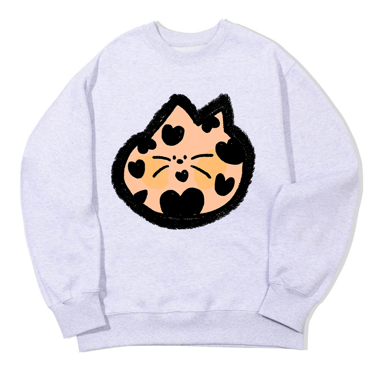 어썸어스(AWESOMEUS) HEART FACE COLOR CAT SWEAT SHIRTS_3 COLOR