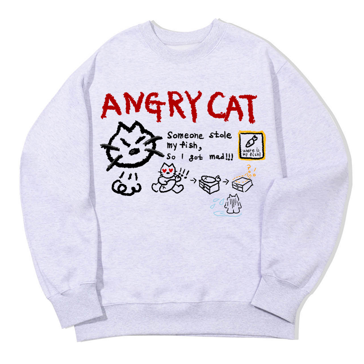어썸어스(AWESOMEUS) VERY ANGRY CAT  SWEAT SHIRTS_3 COLOR