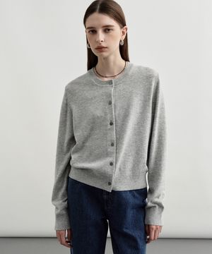 울 캐시미어 라운드넥 가디건 그레이 MDCD026GRAY