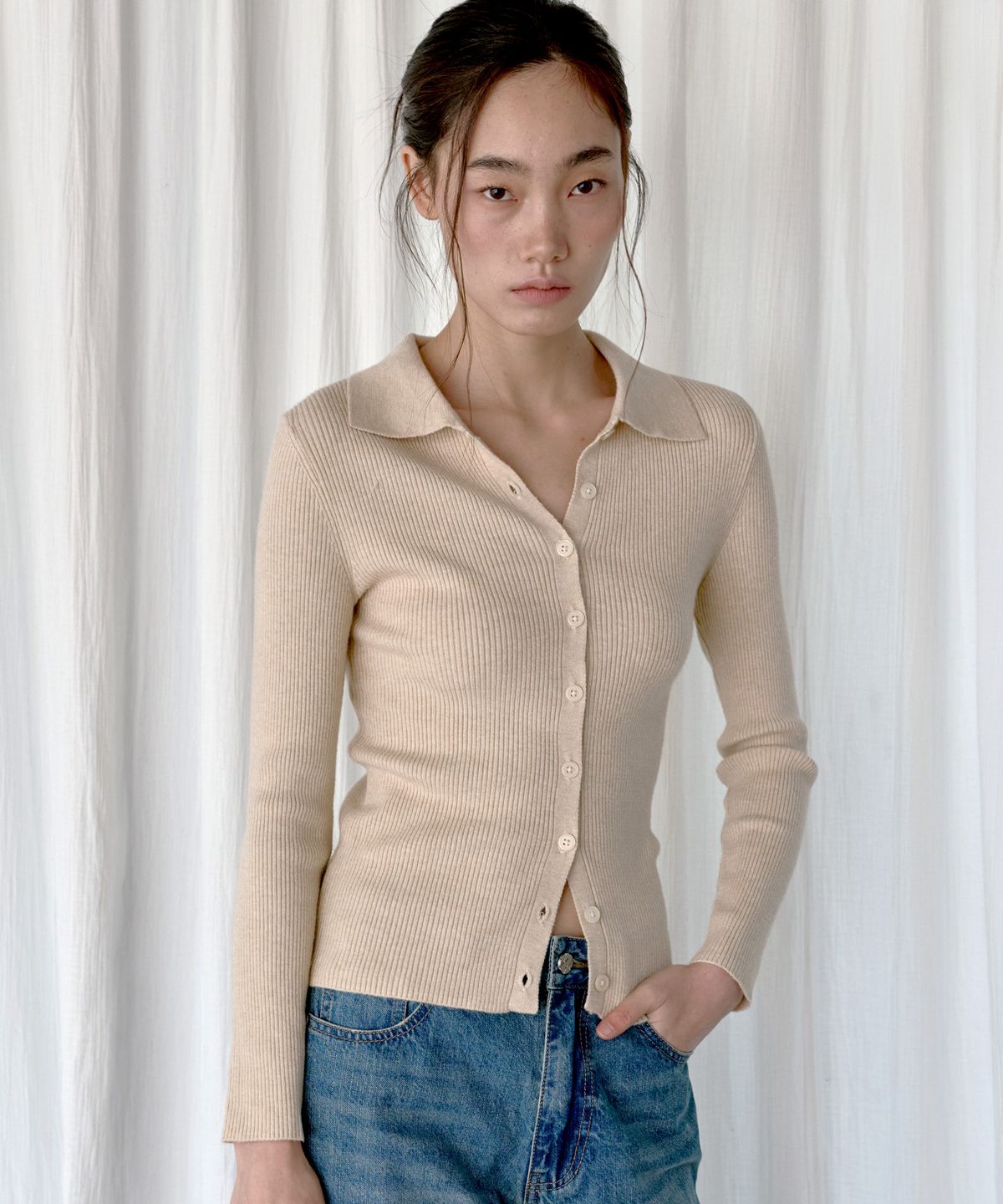 몽돌(MONGDOL) 골지 카라 가디건 MDCD035_5 Colors