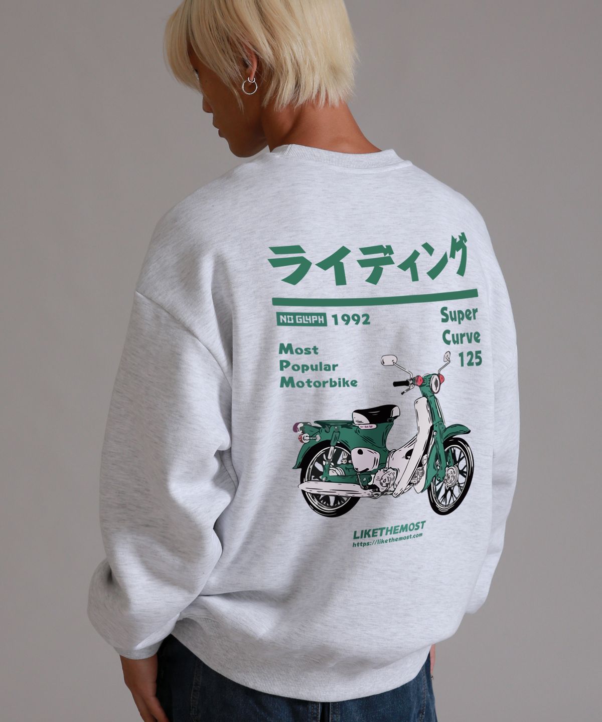 라이크더모스트(LIKE THE MOST) 라이딩 바이크 오버핏 스웨트 셔츠_4colors