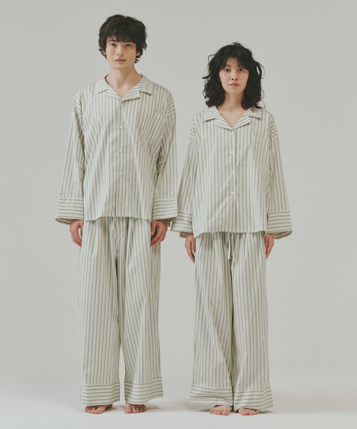 오끼뜨(OGGITT) (uni)도미토리 시즌 스트라이프 파자마 초코트리