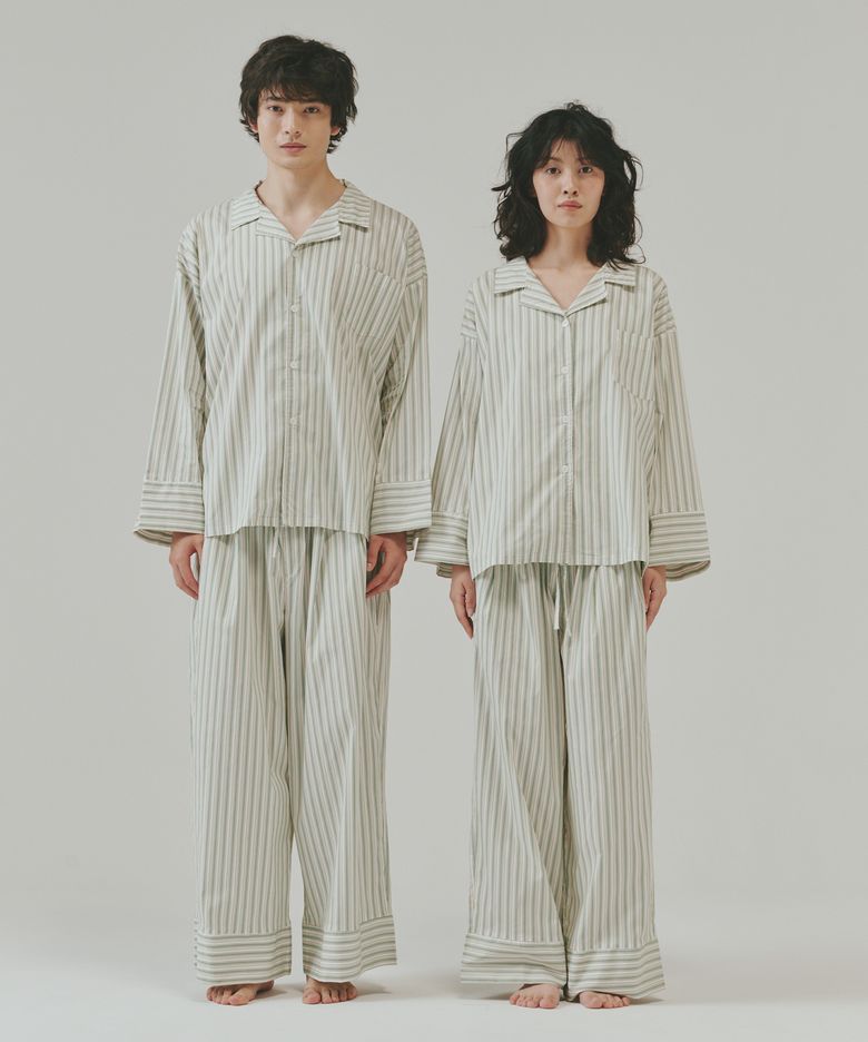 (uni)도미토리 시즌 스트라이프 파자마 초코트리