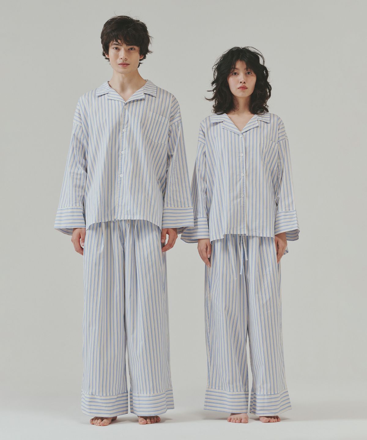 오끼뜨(OGGITT) (uni)도미토리 시즌 스트라이프 파자마 블루문