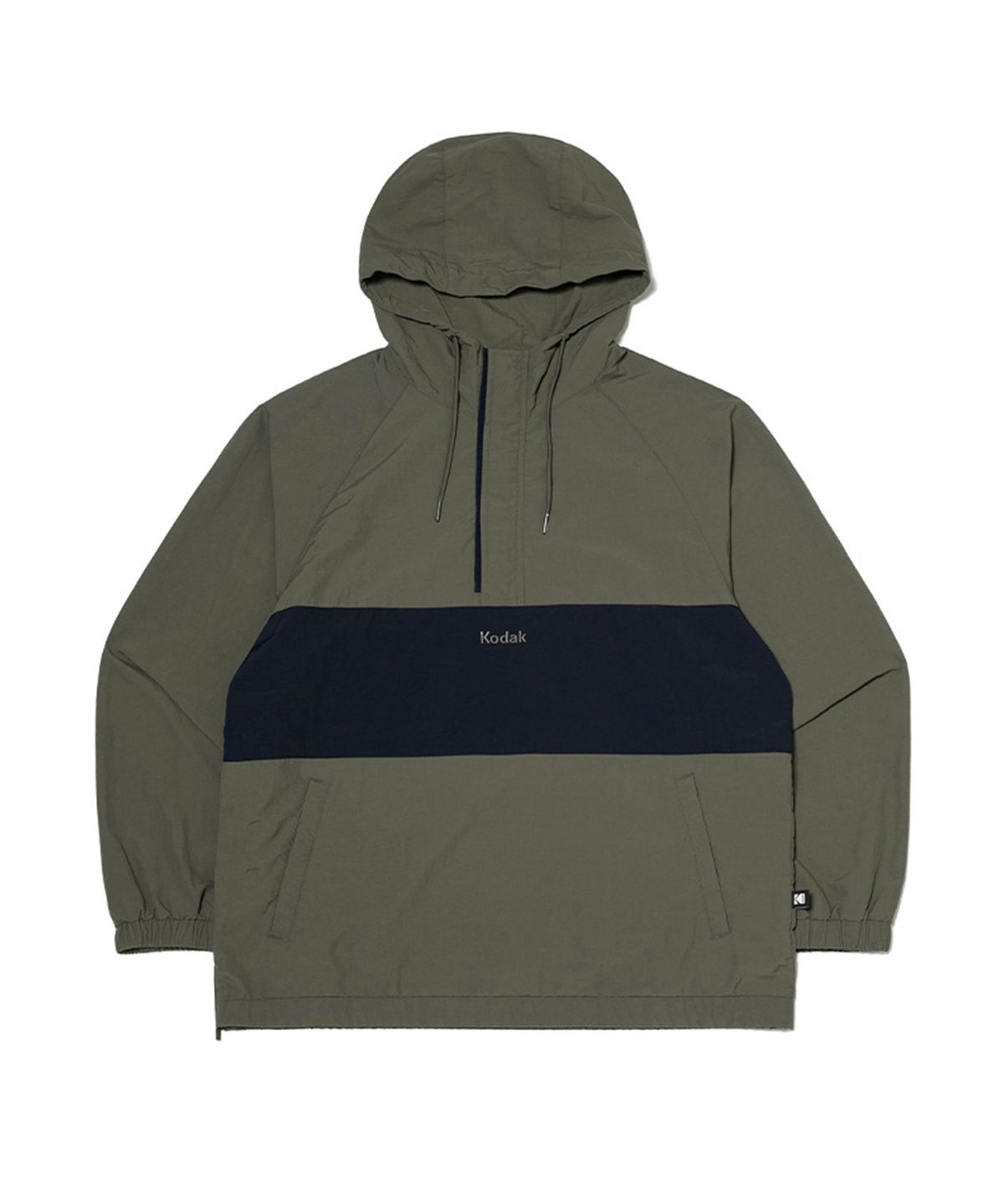 코닥(KODAK) 컬러블럭 로고 후드 아노락 자켓 KHAKI