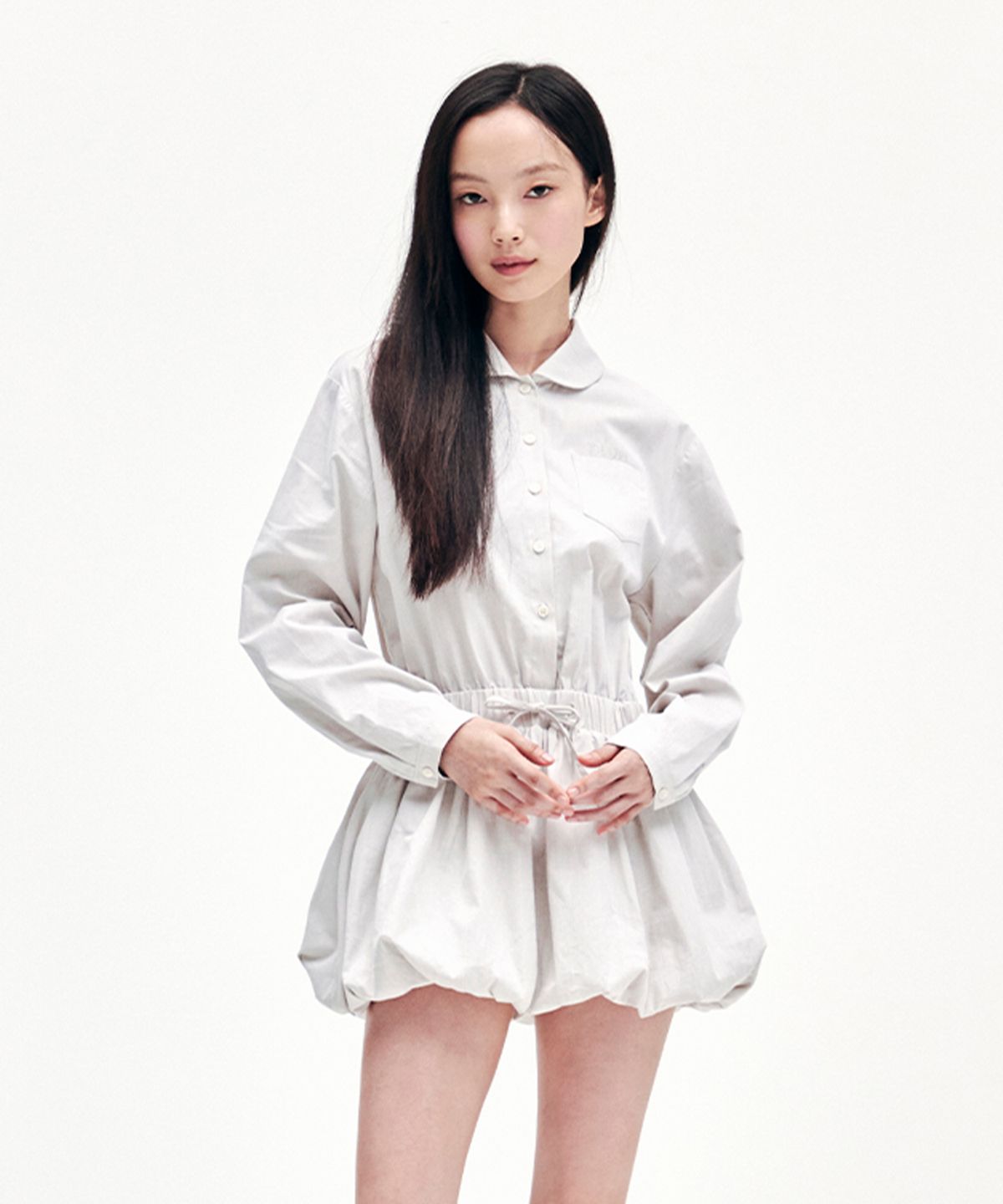 유희(YOUHEE) YOUHEE STRIPE BALLON SHIRTS DRESS IVORY