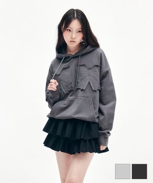 YOUHEE RIBBON HOODIE CHARCOAL