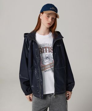 글로시 로고 코팅 후드 점퍼 네이비 BOCJP321UNA