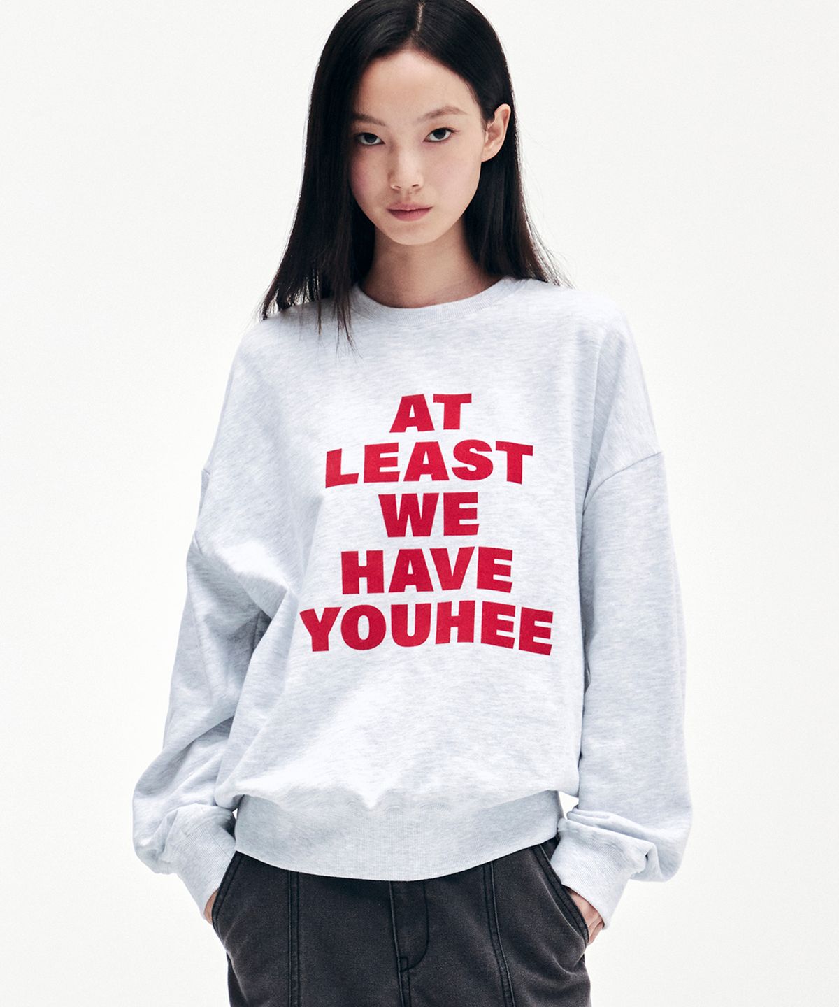 유희(YOUHEE) YOUHEE LETTERING SWEATSHIRTS MELANGE GREY