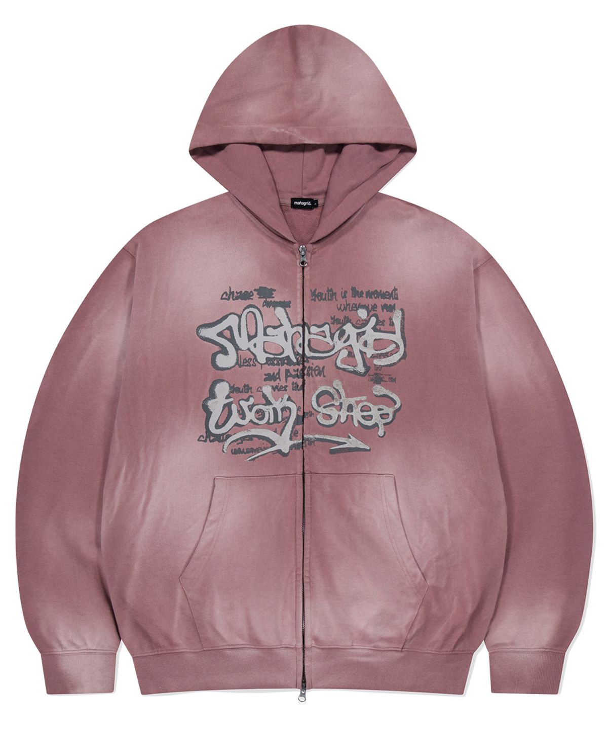 마하그리드(MAHAGRID) SPRAY GRAFFITI ZIP UP HOODIE PINK(MG2EFMM493A)