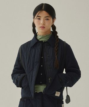 우먼 카라 퀼팅 자켓 Dark Navy