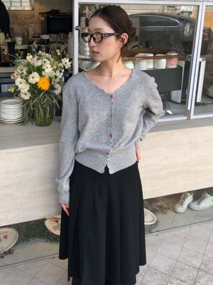 SALENA wool v neck cardigan_GRAY