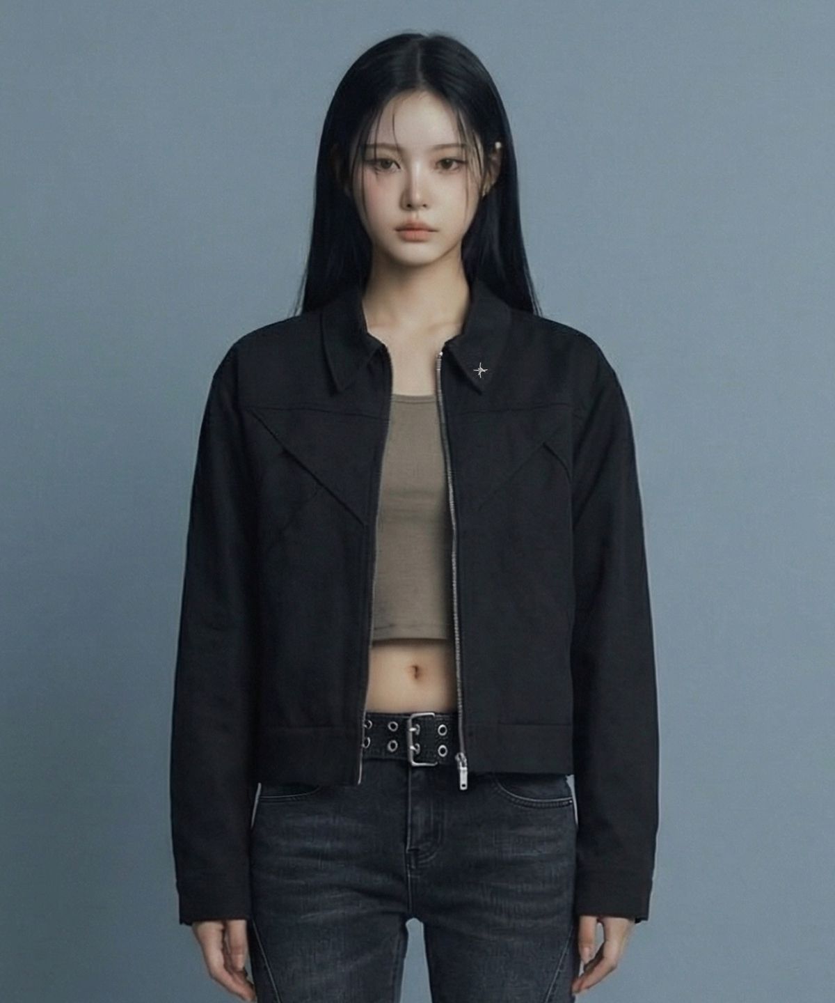 인어데이즈(INADAZE) 우먼스 절개 패턴 자켓 (블랙)
