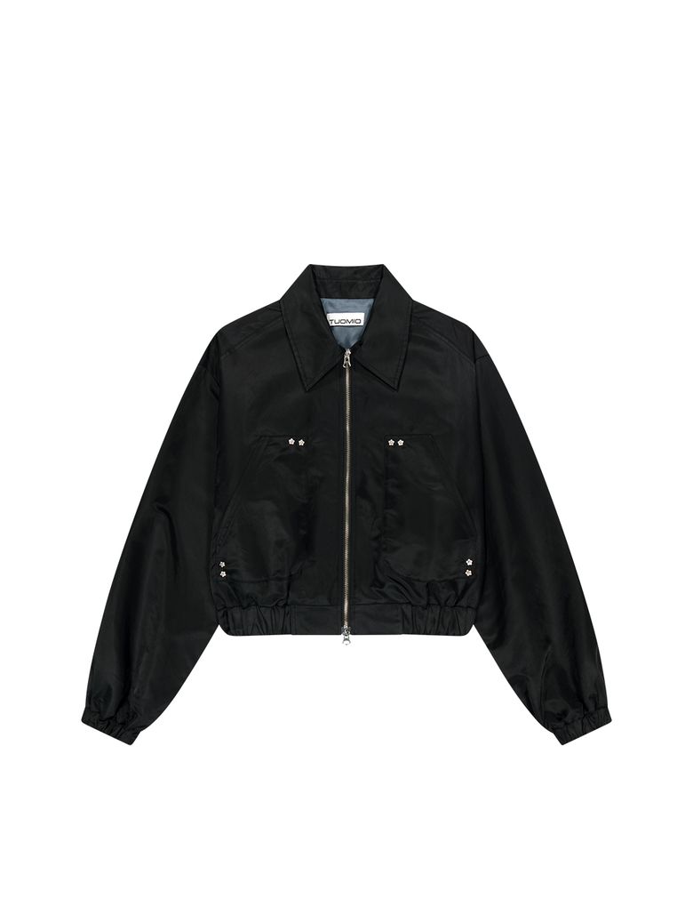 RUFFLE BOMBER JACKET [BLACK]