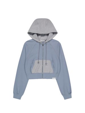 WAFFLE MIXED HOOD ZIP-UP [BABY BLUE]