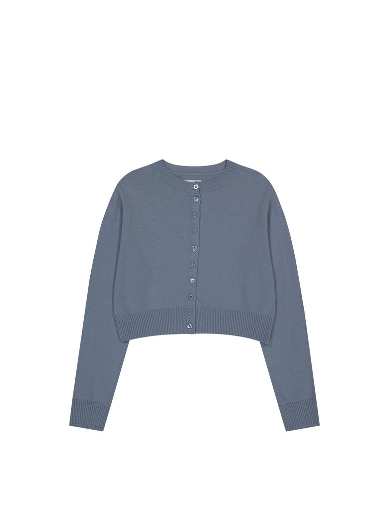 BUTTON POINT CARDIGAN [DUSTY BLUE]