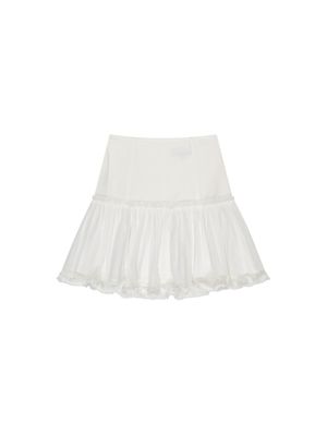 MESH FRILL LAYERED SKIRT [WHITE]