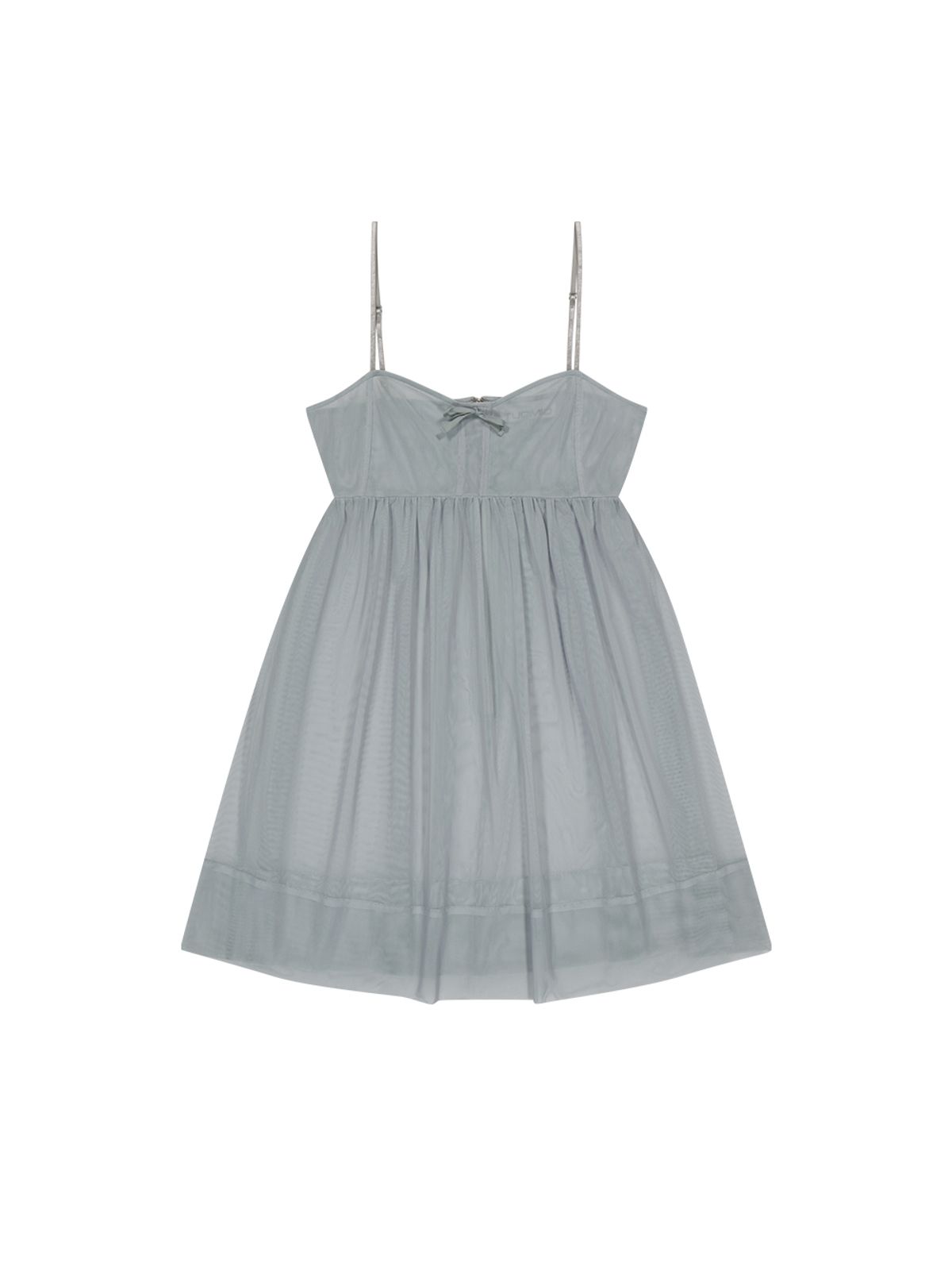 뚜오미오(TUOMIO) RIBBON MINI MESH DRESS [BABY BLUE]