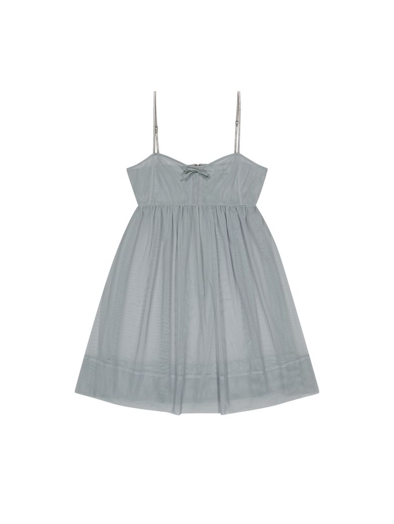 RIBBON MINI MESH DRESS [BABY BLUE]