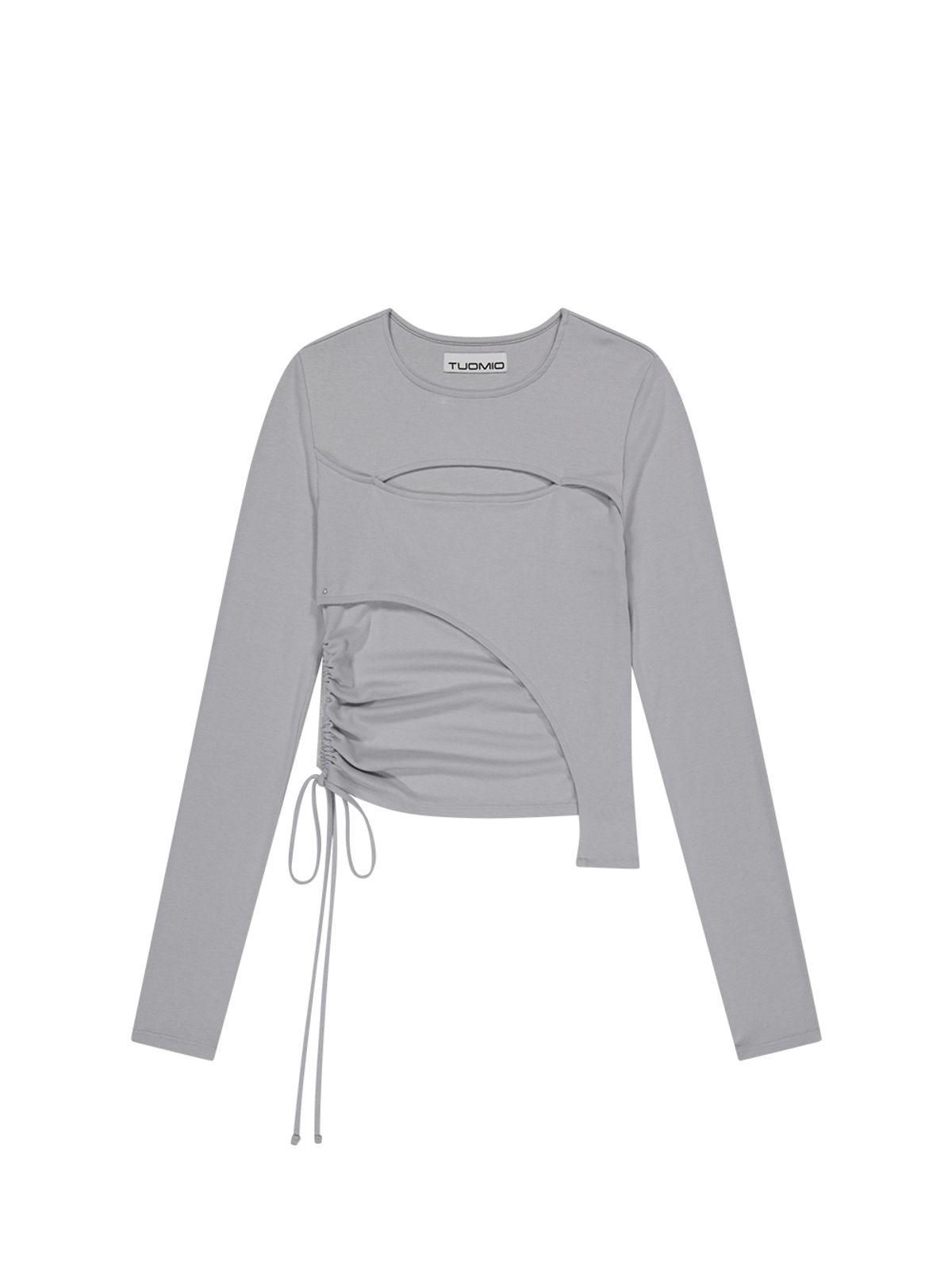 뚜오미오(TUOMIO) CUT-OUT LAYERED TOP [LIGHT GREY]