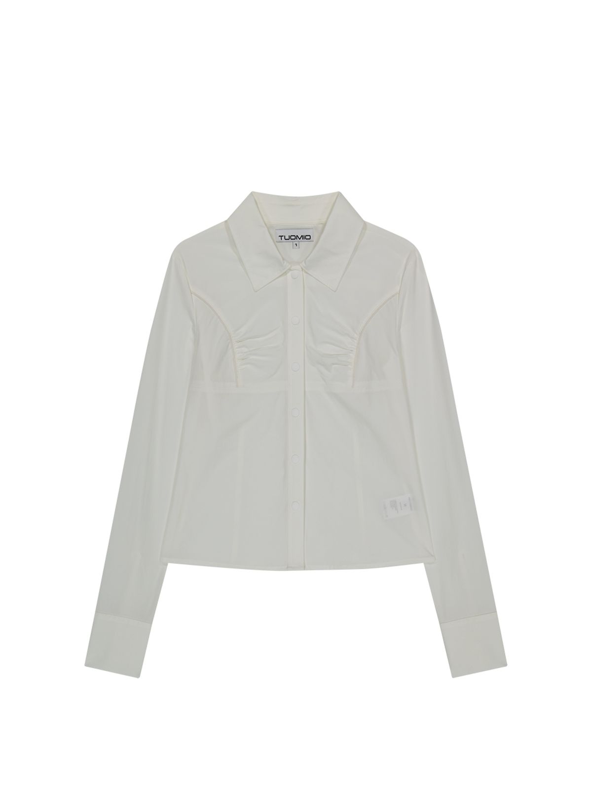 뚜오미오(TUOMIO) SHIRRED SLIM FIT SHIRT [WHITE]