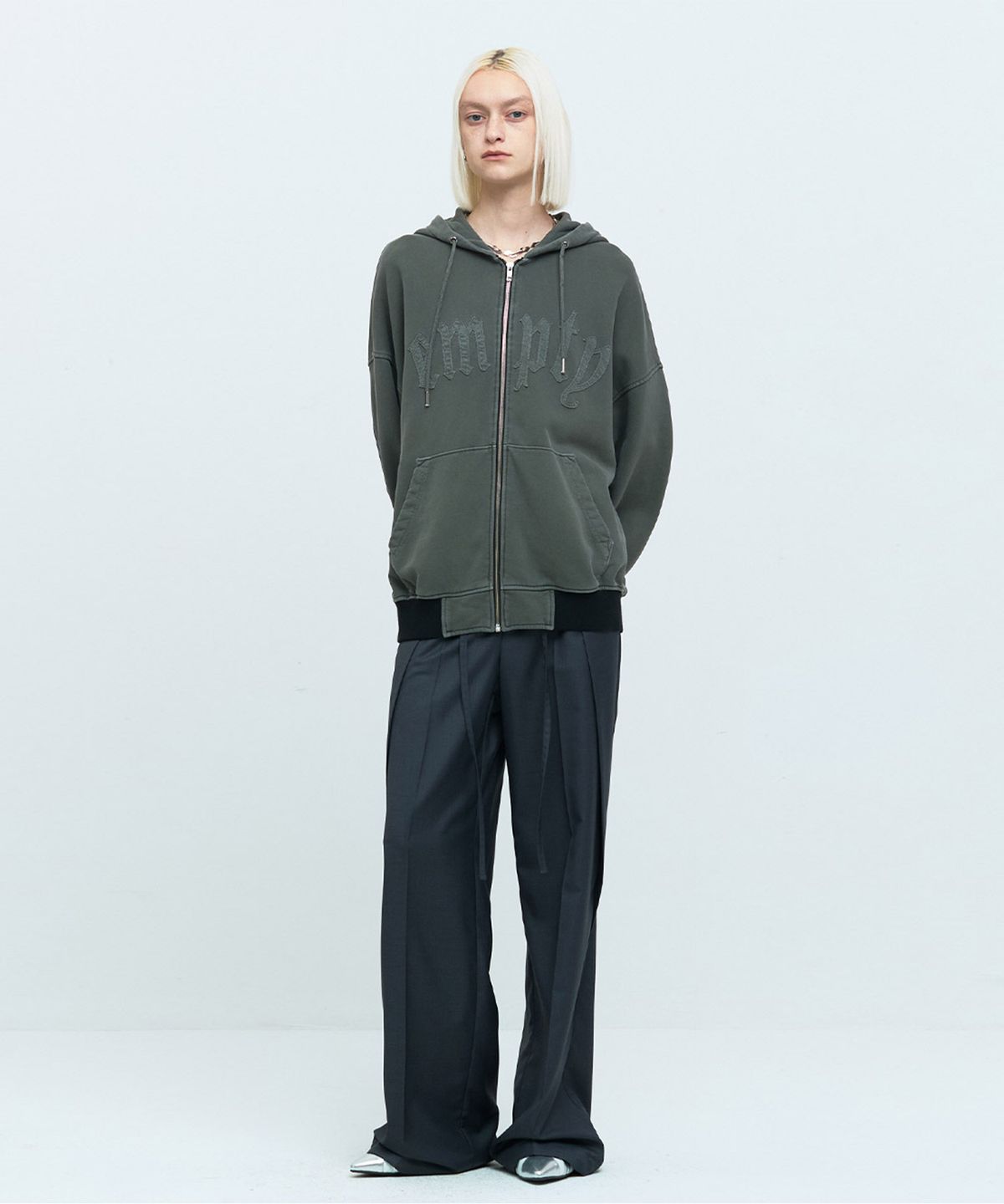 메아(MEA) PATCH WASHING HOODIE ZIP [KHAKI]
