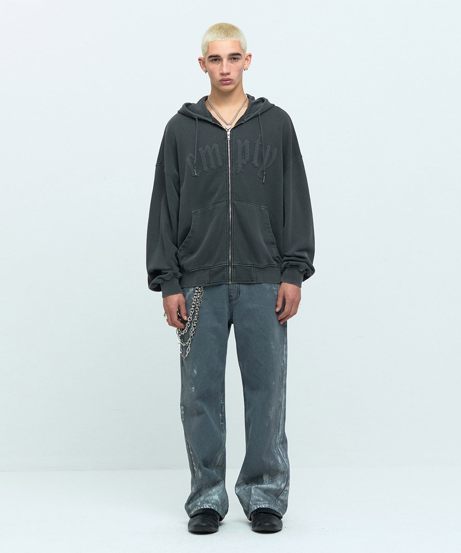 MUSINSA公式 | MEA PATCH WASHING HOODIE ZIP [BLACK]