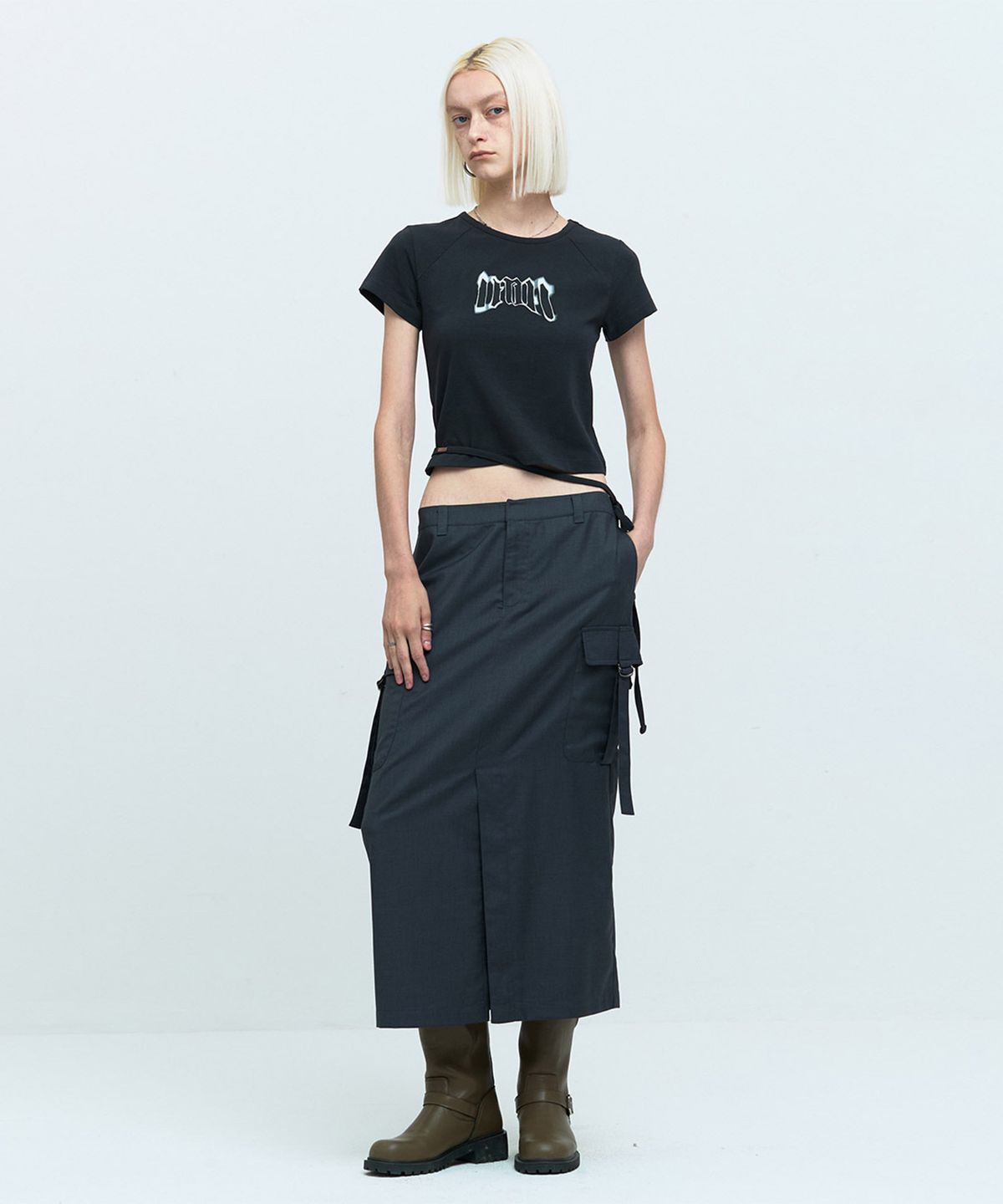 메아(MEA) STRAP BABY T SHIRT [BLACK]