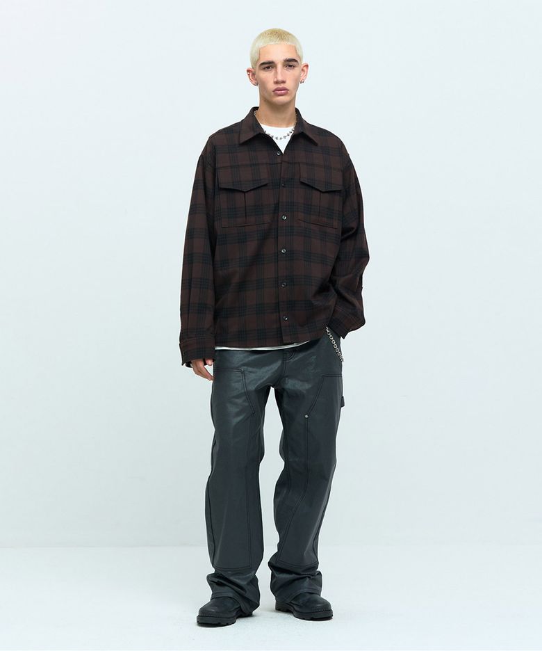 CHECK OVERSIZED SHIRT [BROWN]