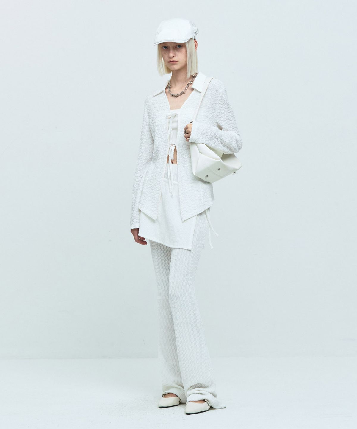 메아(MEA) LACE RIBBON SHIRT  [IVORY]