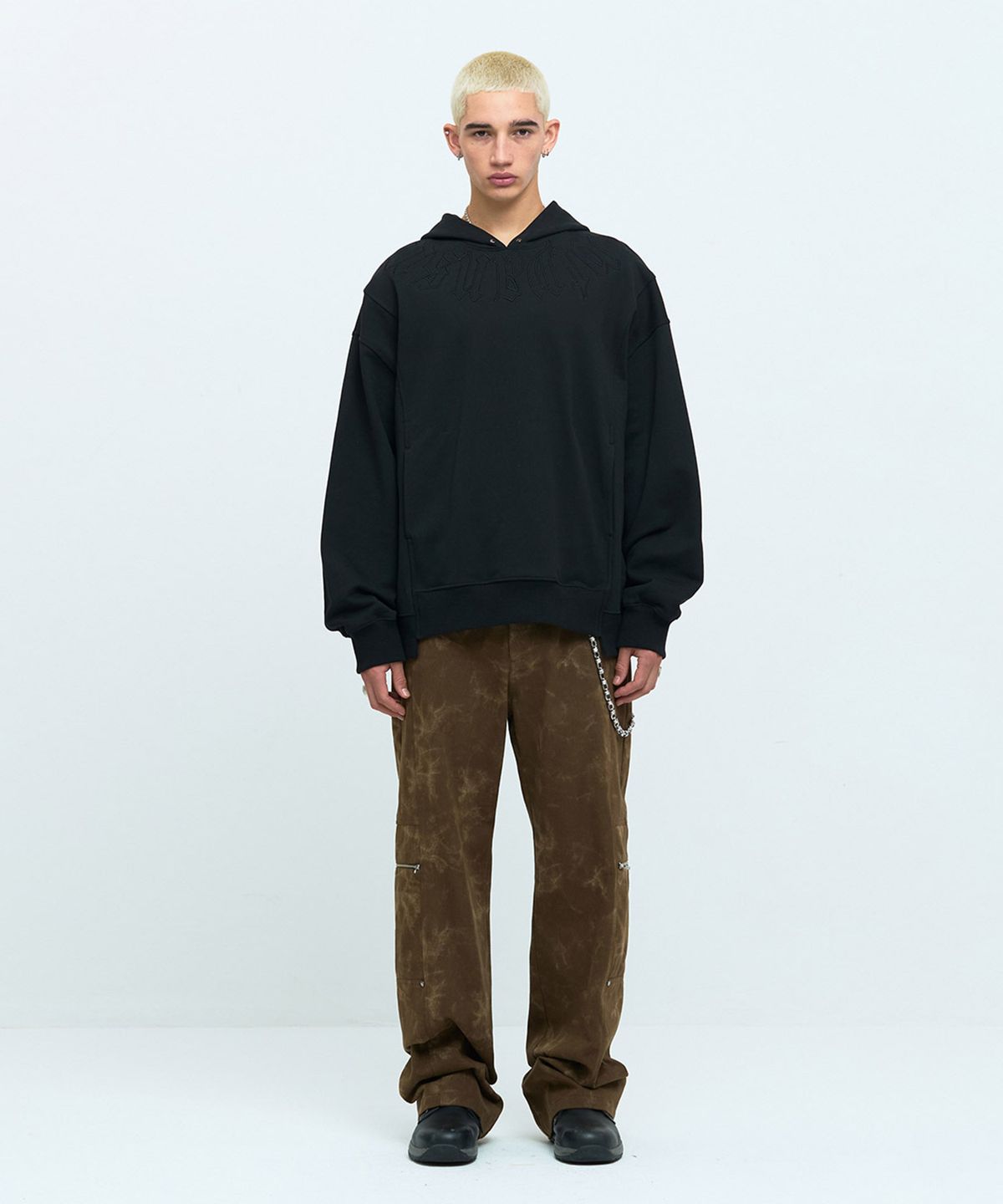 메아(MEA) POINT ZIP OVERSIZED HOODIE [BLACK]