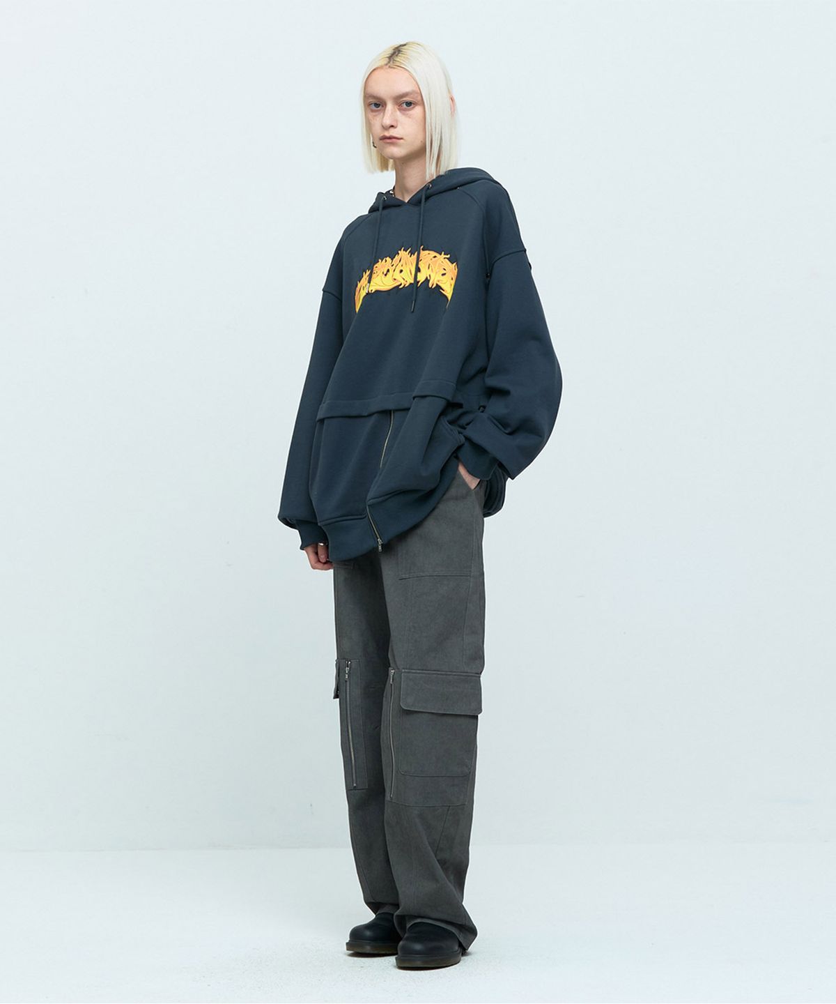 메아(MEA) ZIP OPEN HOODIE [DARK GREY]