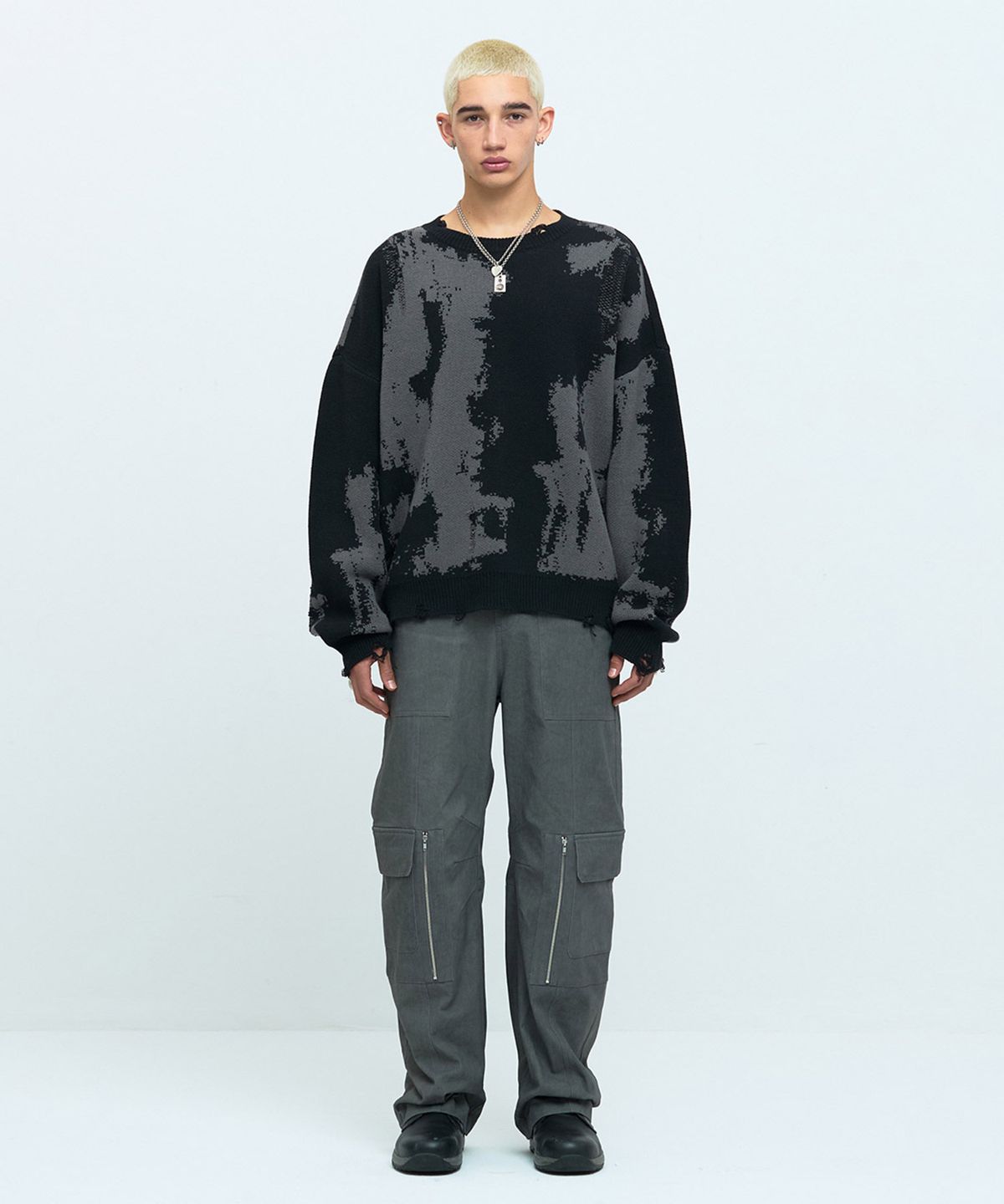 메아(MEA) WIDE LEG CARGO PANTS [DARK GREY]