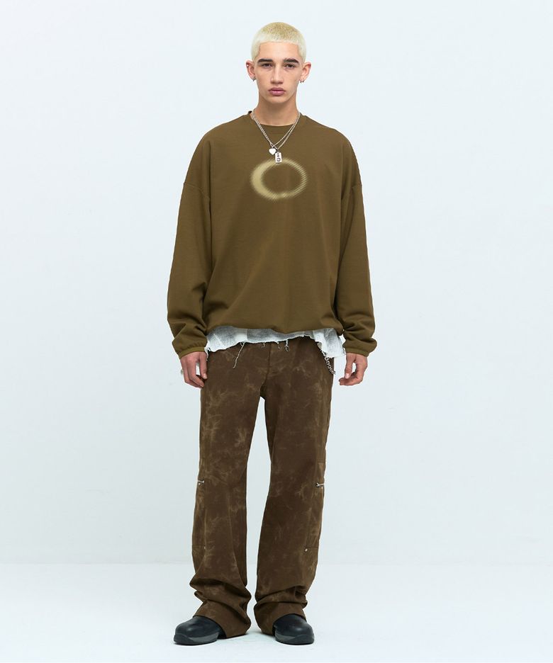 DYEING PRINTED WIDE PANTS [BROWN]