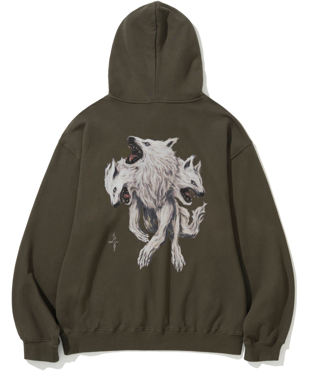 낫포너드(NOT4NERD) 3 Headed Wolf Pullover Hood - Khaki