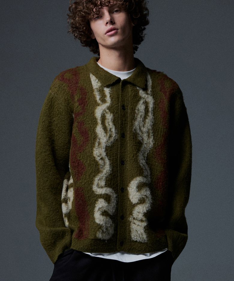 Candle Smoke Mohair Cardigan - Khaki