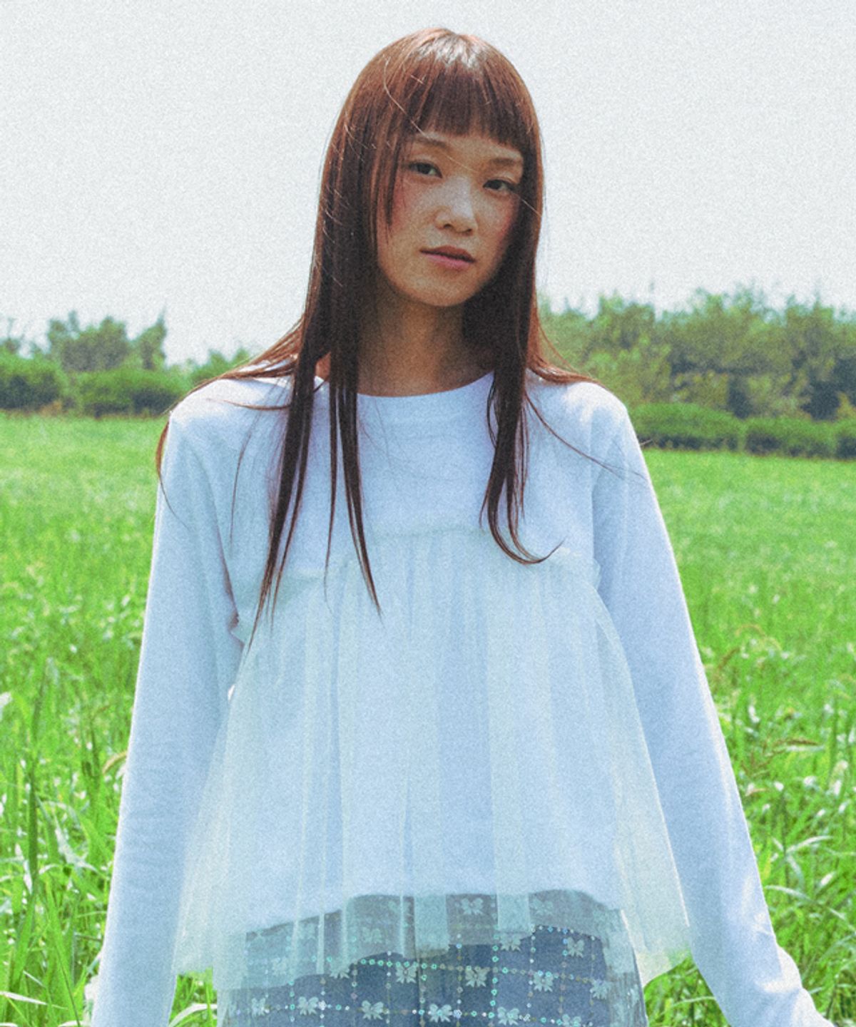 론론(RONRON) SHEER LAYERED LONG SLEEVE WHITE