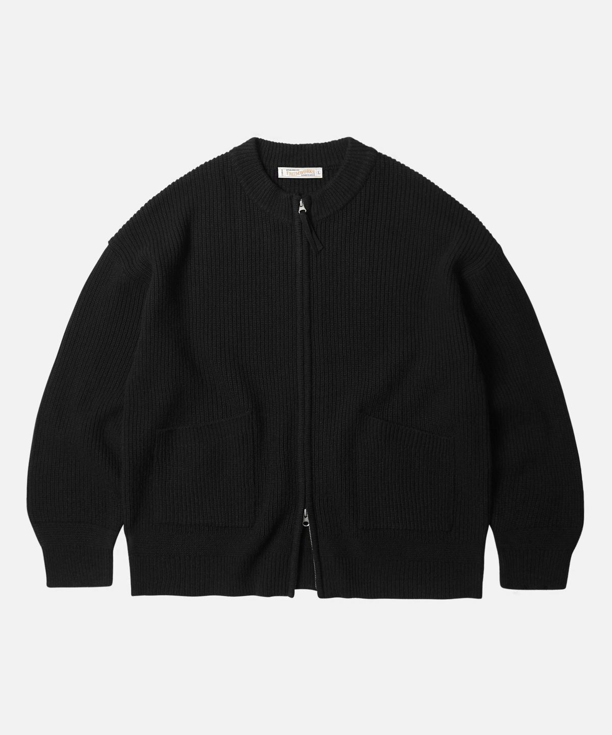 프리즘웍스(FRIZMWORKS) WOOL DECK ZIP UP CARDIGAN _ BLACK