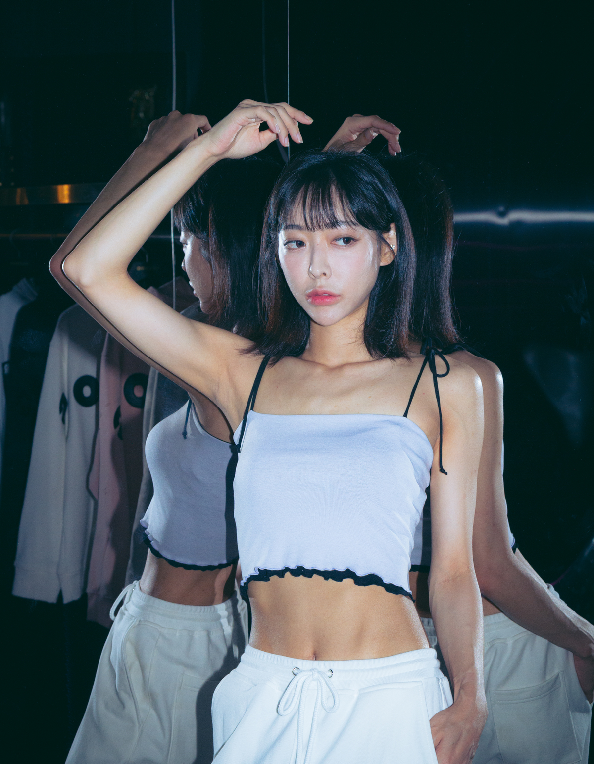 워독(WARDOG) 스파게티 스트랩 레이어드 탱크탑 라이트 퍼플