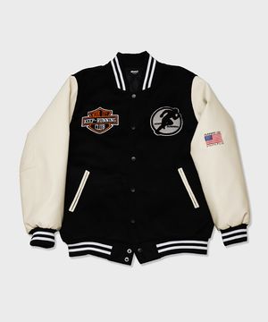 work out keep running varsity jacket (black)