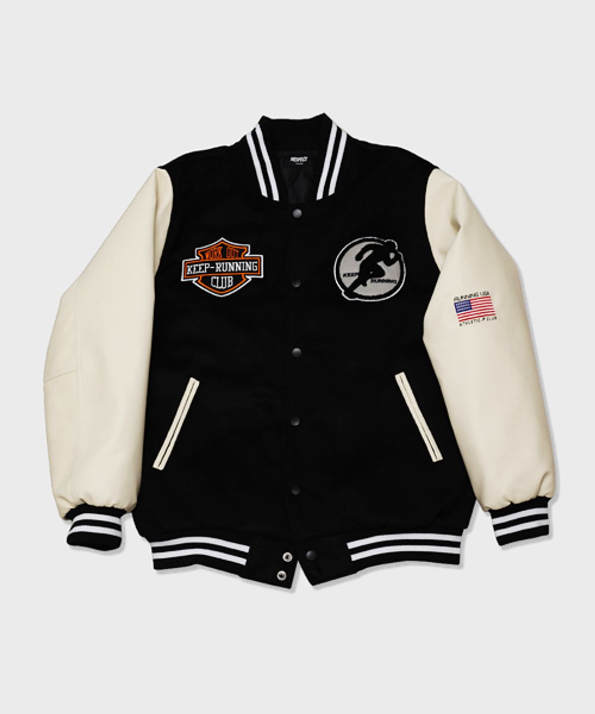 리스펙트(RESPECT) work out keep running varsity jacket (black)