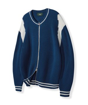 바시티 투웨이 집업 니트 [블루]