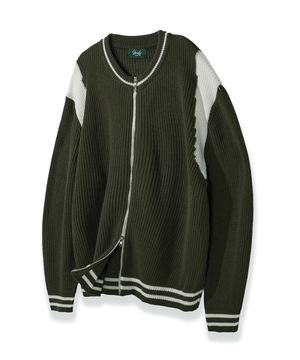 바시티 투웨이 집업 니트[카키]