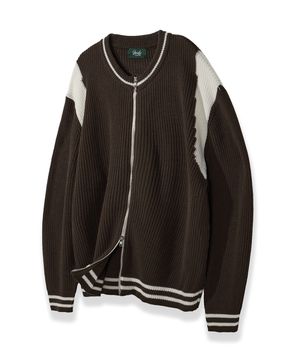 바시티 투웨이 집업 니트 [브라운]